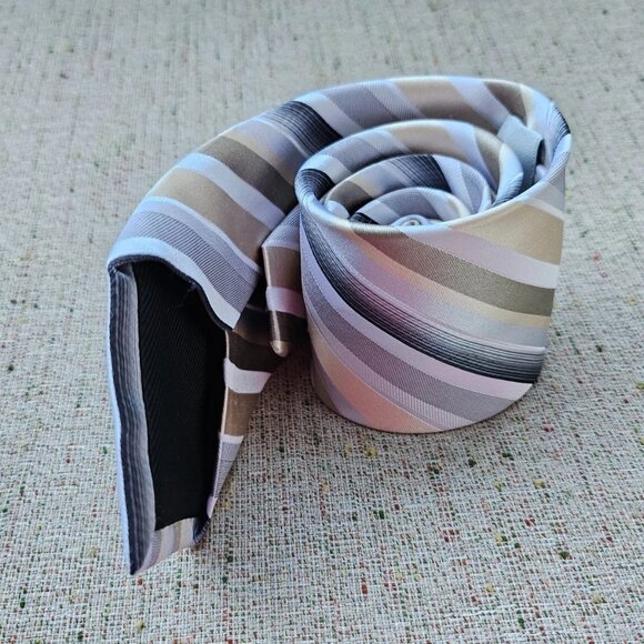 Geoffrey Beene Men Tie Multi Color Striped Necktie 100% Silk Classic Tie - Picture 8 of 11